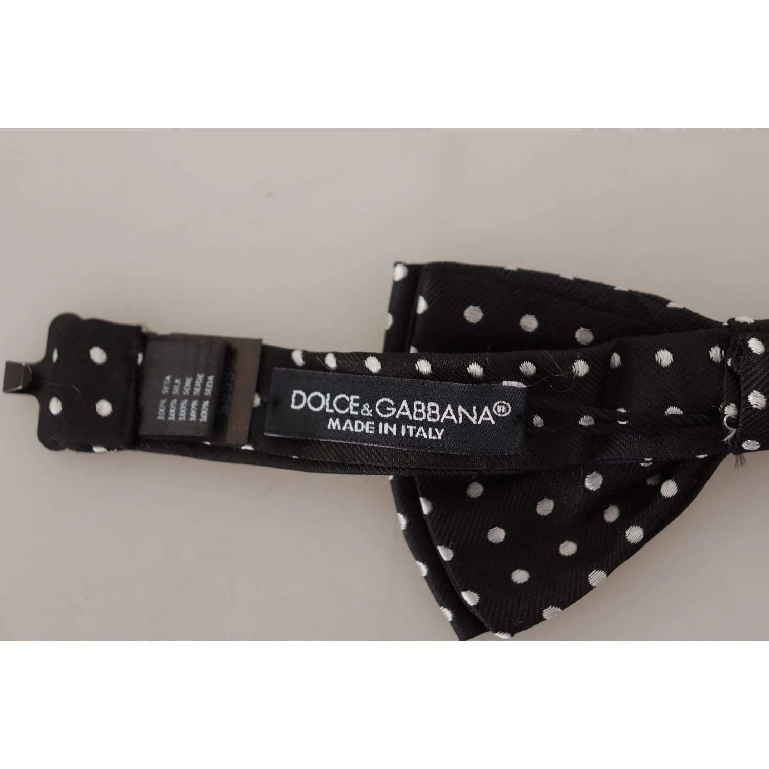 Dolce & Gabbana Elegant Black and White Polka Dot Silk Bow Tie