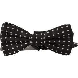 Dolce & Gabbana Elegant Black and White Polka Dot Silk Bow Tie