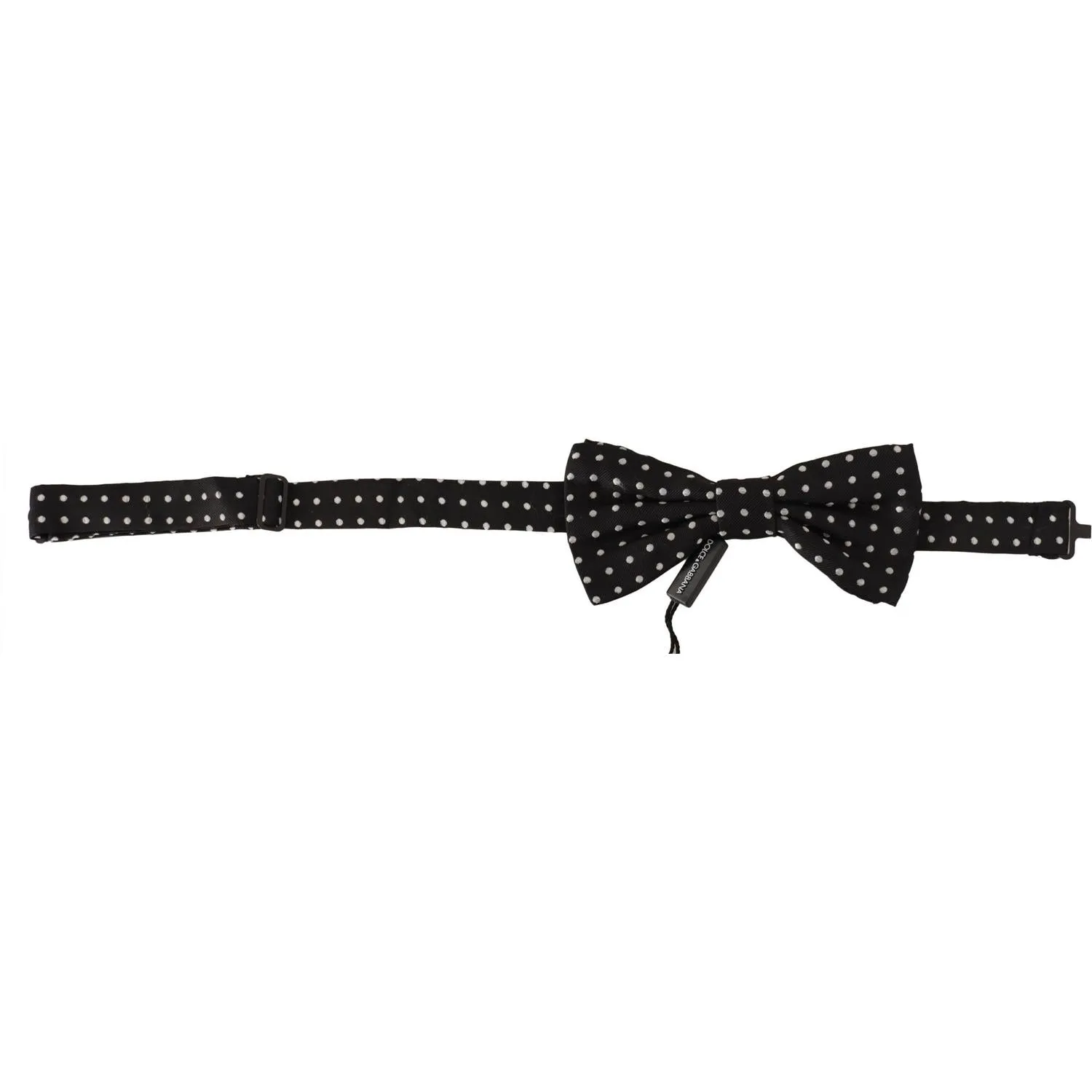 Dolce & Gabbana Elegant Black and White Polka Dot Silk Bow Tie