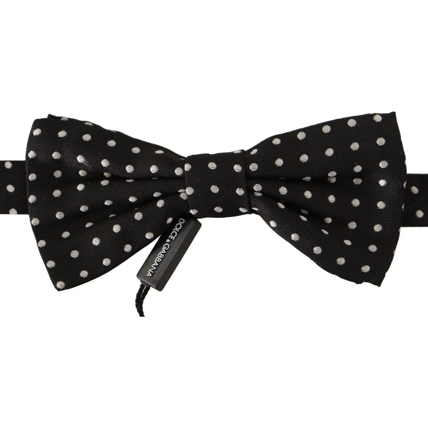 Dolce & Gabbana Elegant Black and White Polka Dot Silk Bow Tie