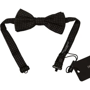 Dolce & Gabbana Elegant Black Patterned Silk Bow Tie