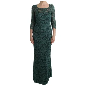 Dolce & Gabbana Elegant Green Crystal Embellished Sheath Dress