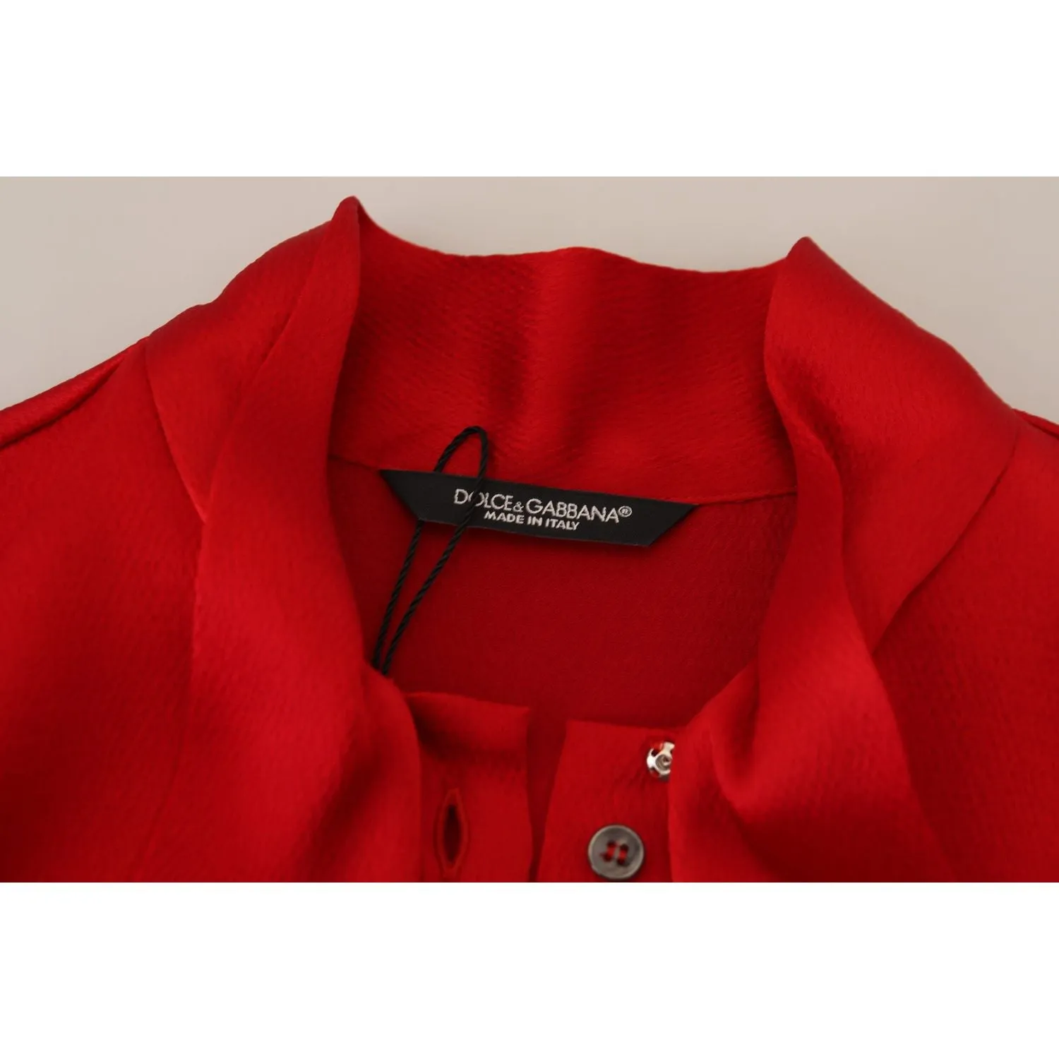 Dolce & Gabbana Elegant Red Ascot Collar Blouse