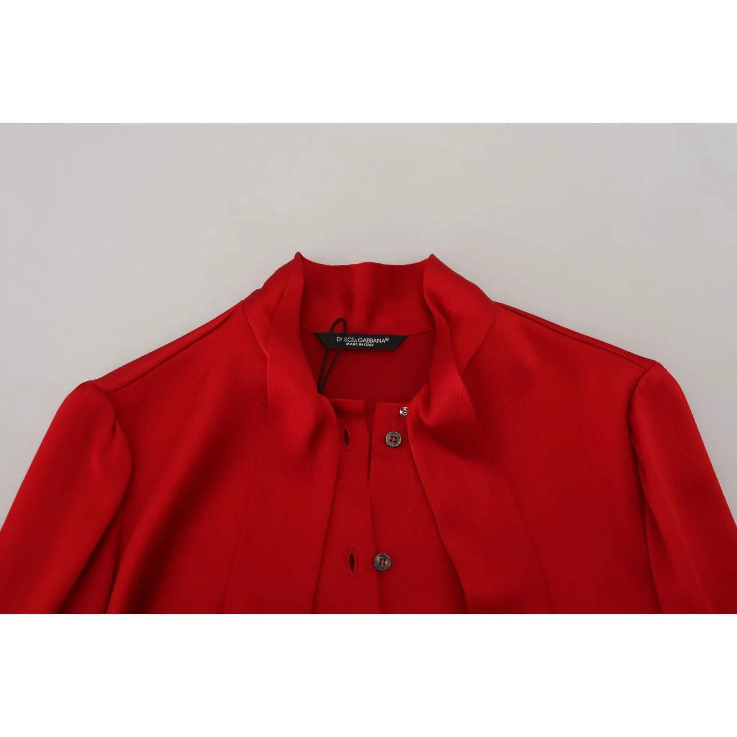 Dolce & Gabbana Elegant Red Ascot Collar Blouse