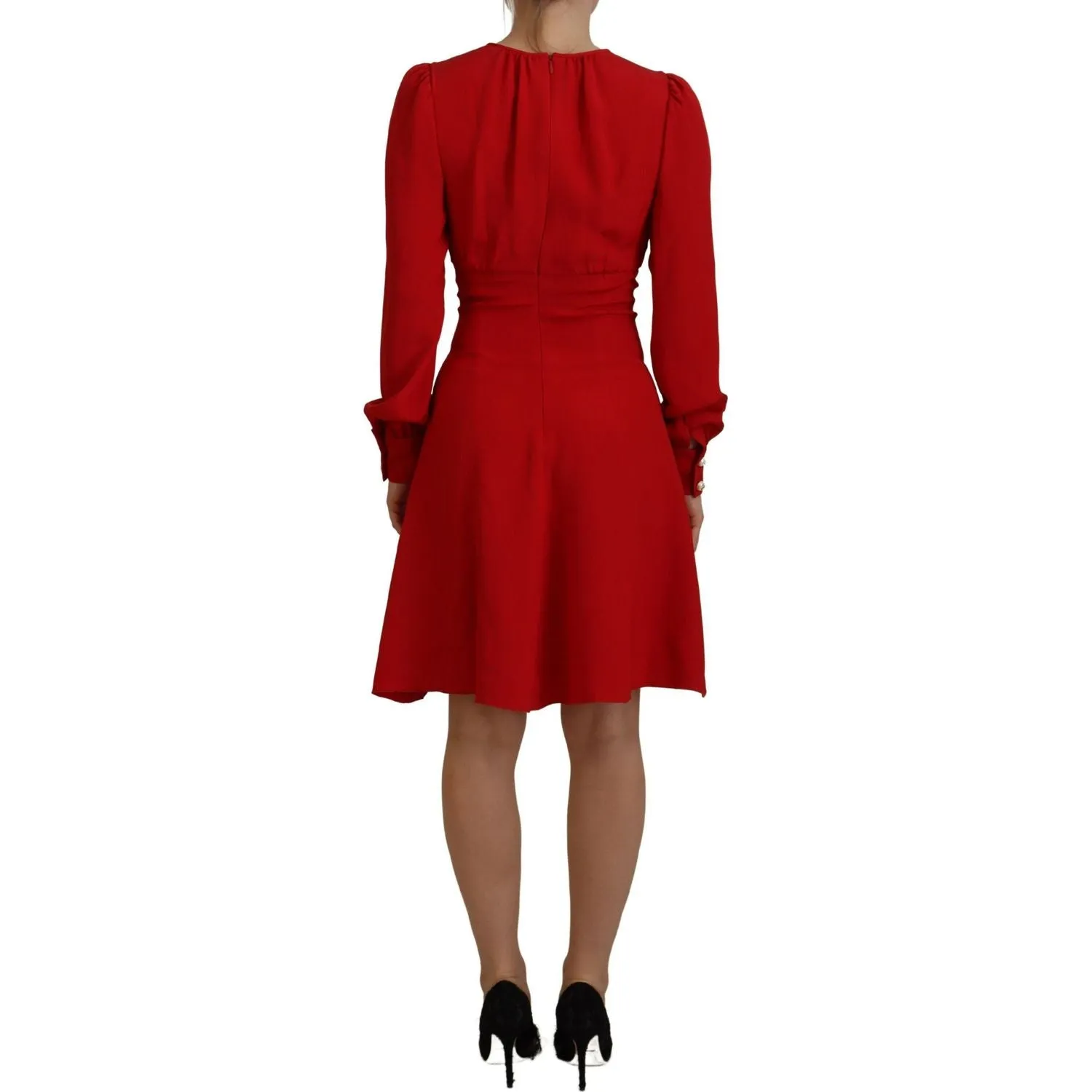 Dolce & Gabbana Elegant Red Silk A-Line Knee Length Dress