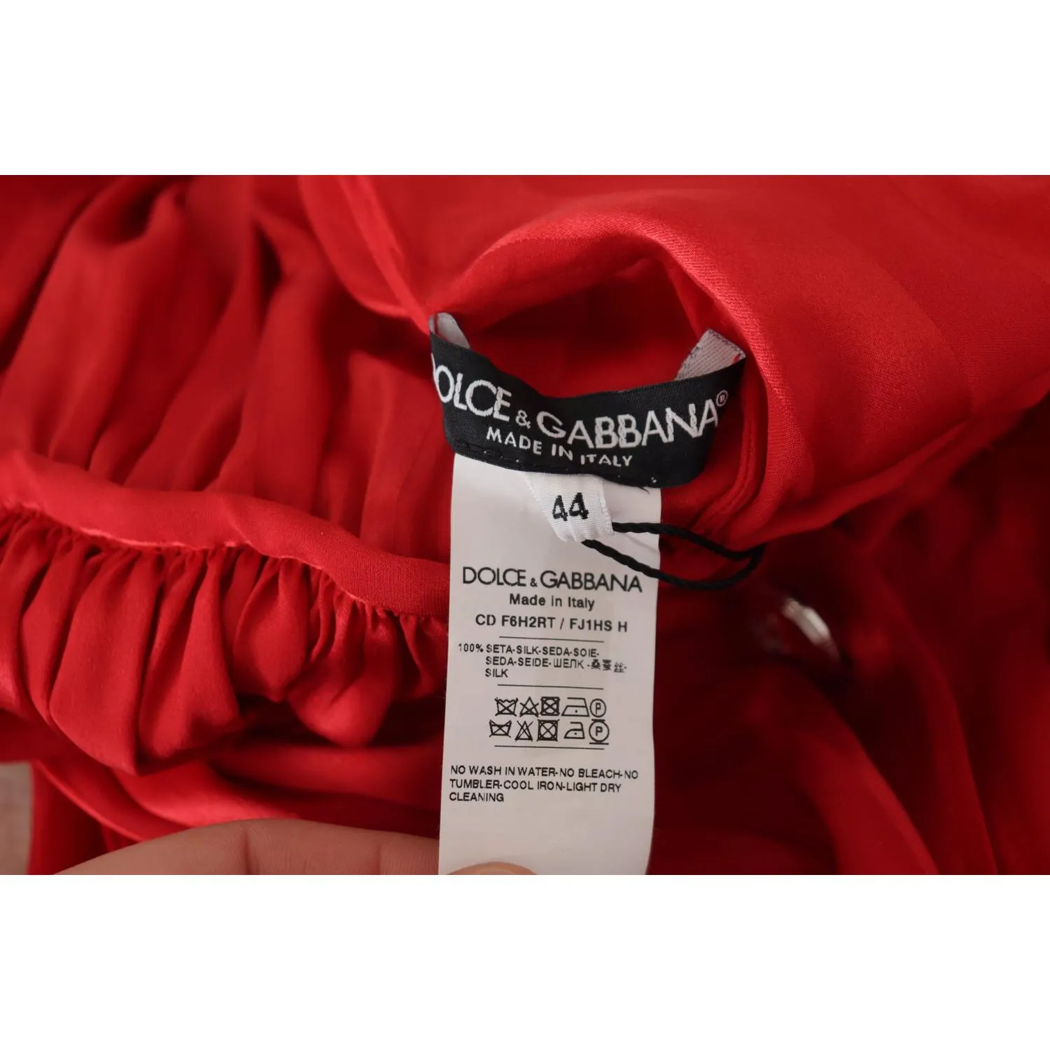 Dolce & Gabbana Elegant Red Silk Midi Dress with Button Detail