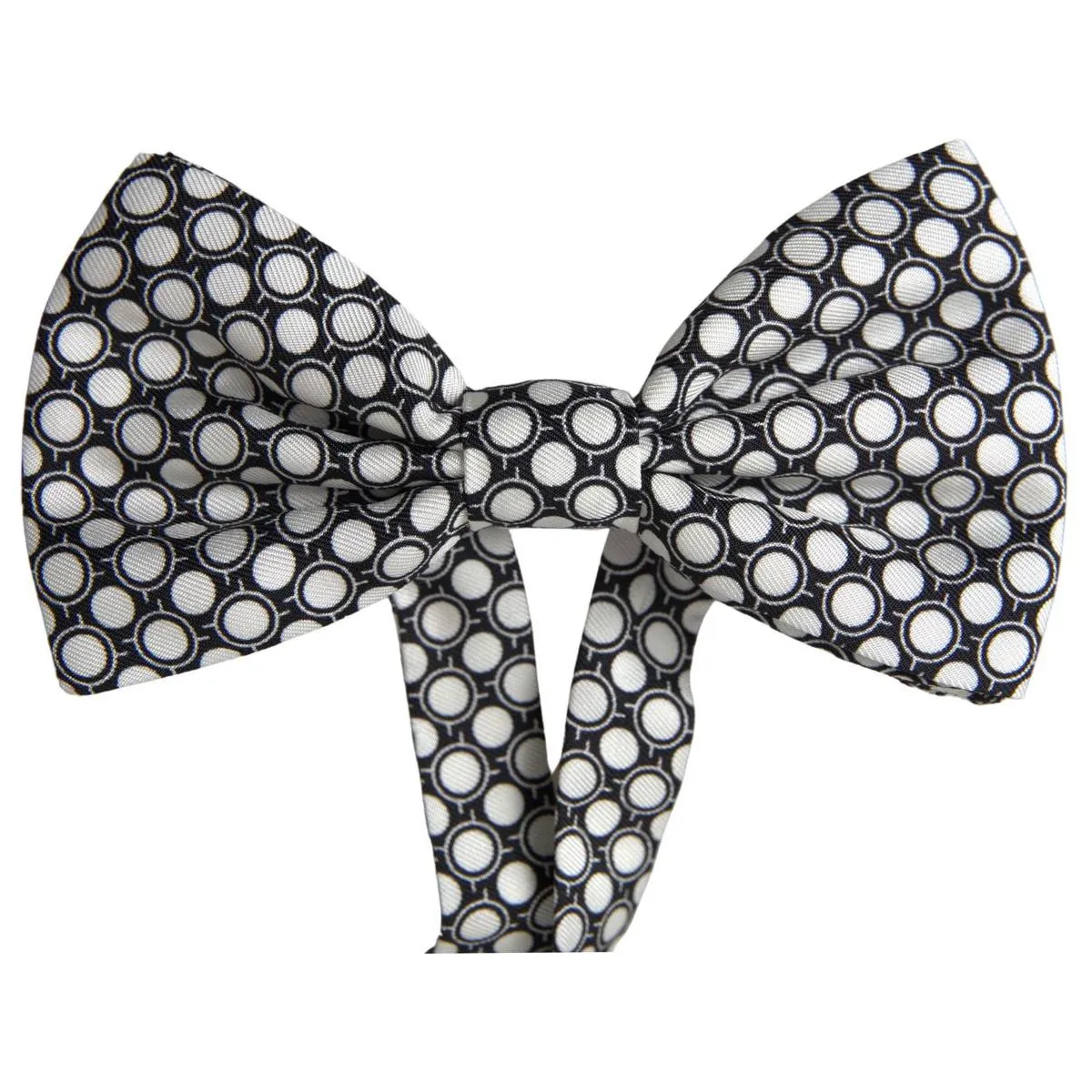 Dolce & Gabbana Elegant Silk Black and White Circle Bow Tie