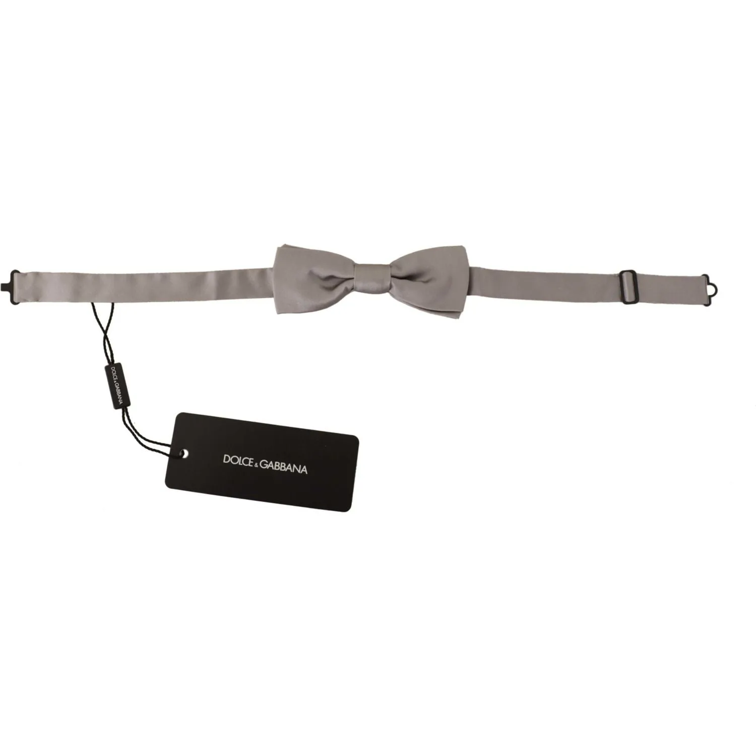 Dolce & Gabbana Elegant Silver Silk Bow Tie for Sophisticated Evening