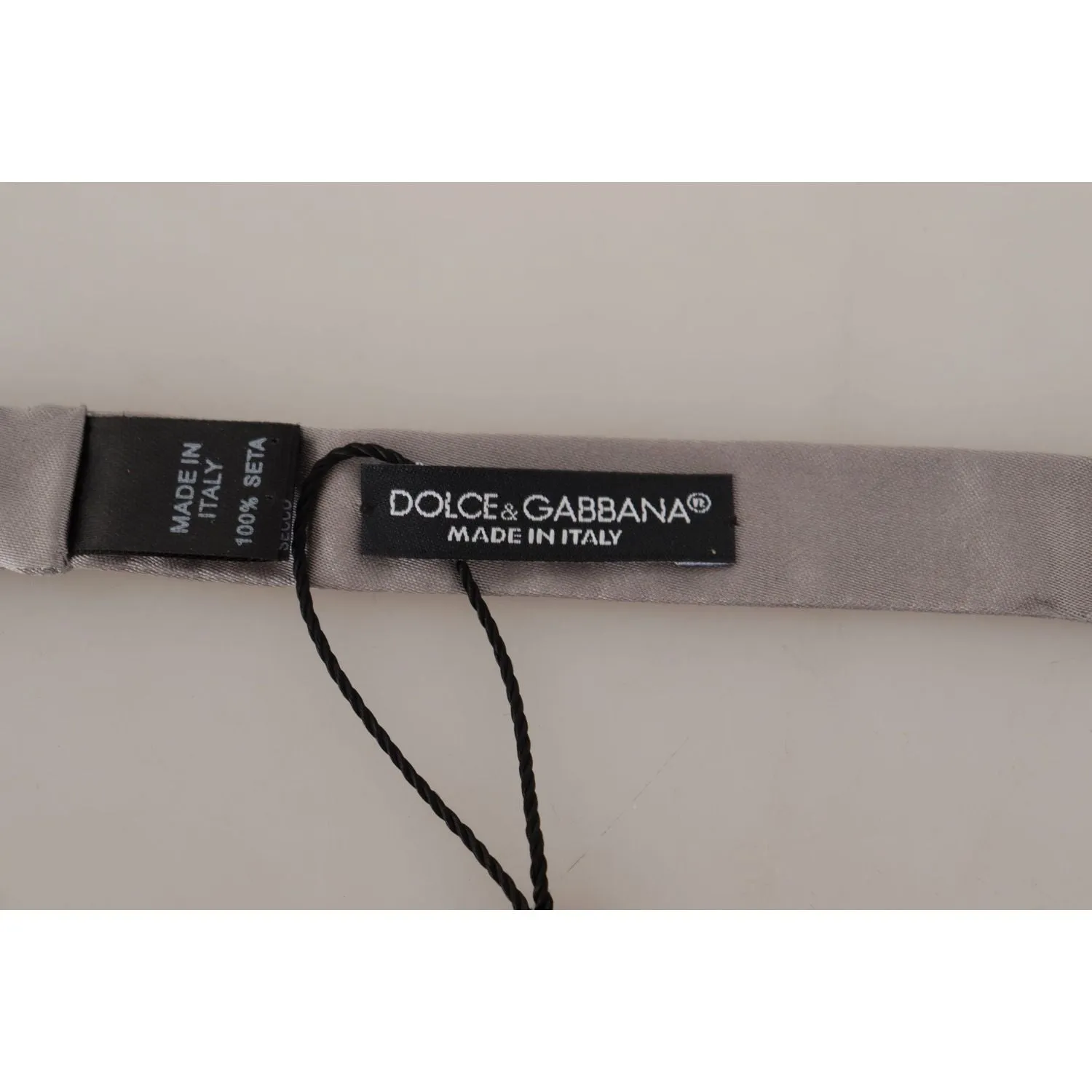 Dolce & Gabbana Elegant Silver Silk Bow Tie for Sophisticated Evening