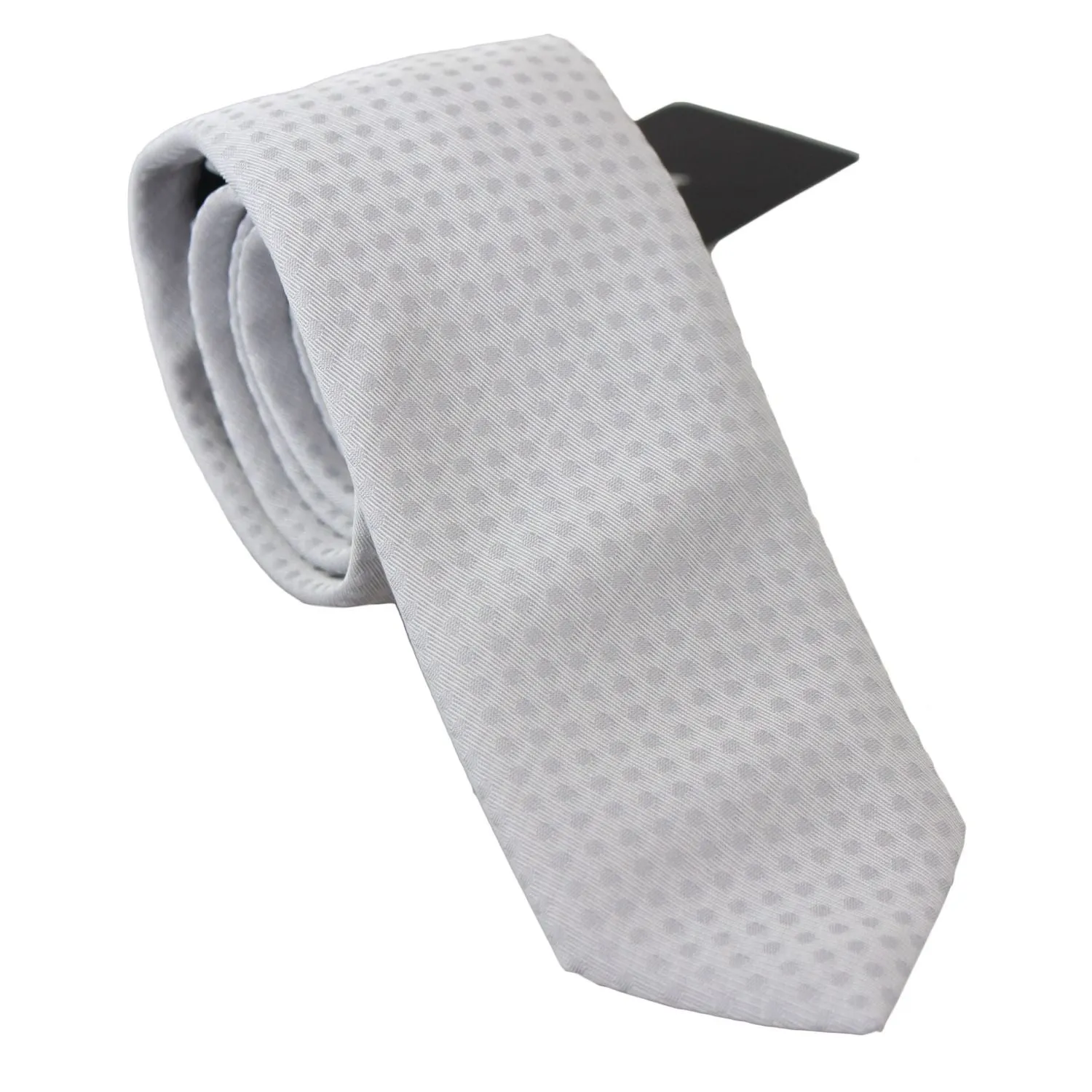 Dolce & Gabbana Elegant White Patterned Silk Blend Neck Tie