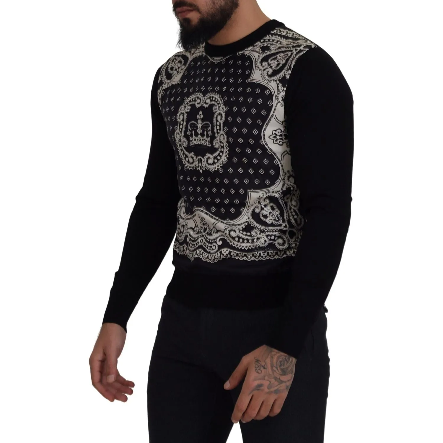 Dolce & Gabbana Elegant Wool Silk Blend Crewneck Sweater