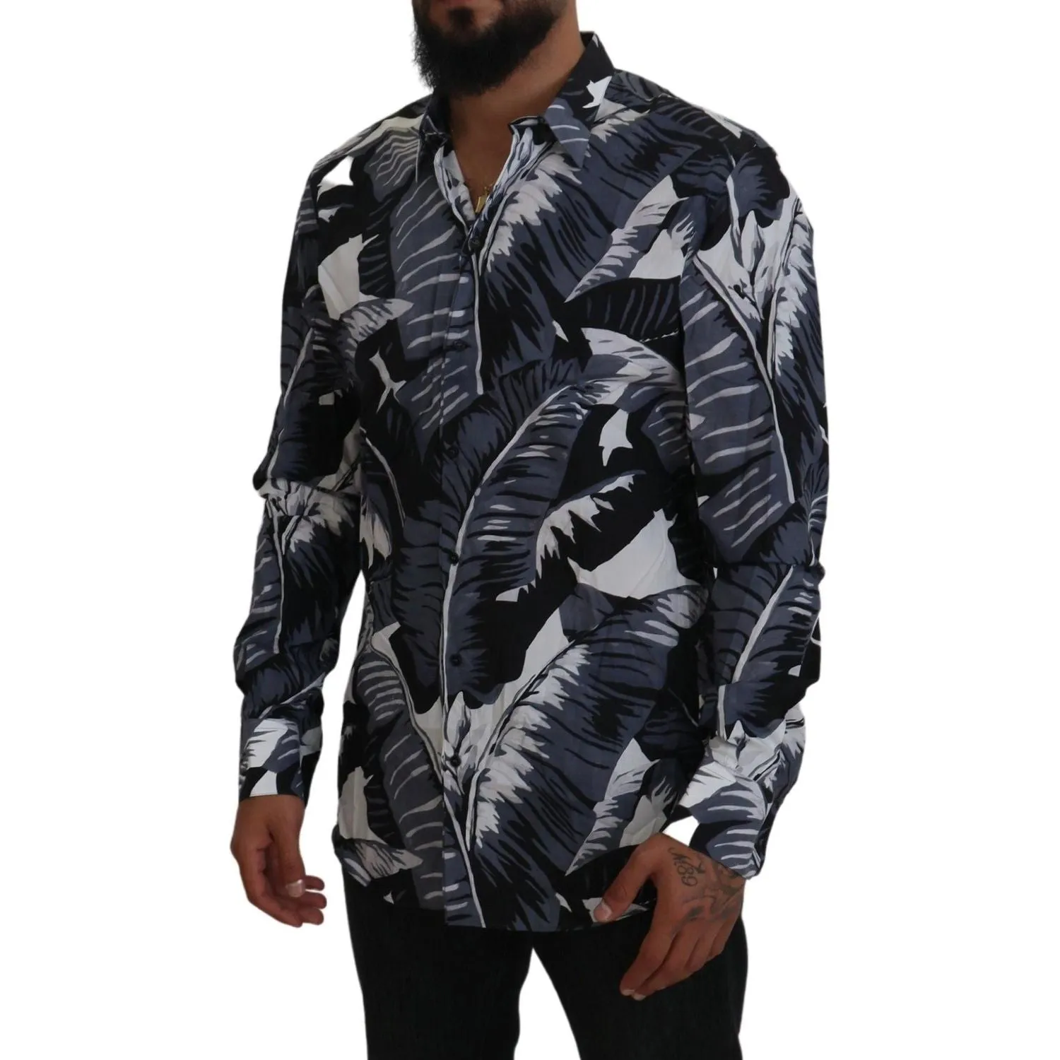 Dolce & Gabbana Multicolor Banana Leaf Print Casual Shirt