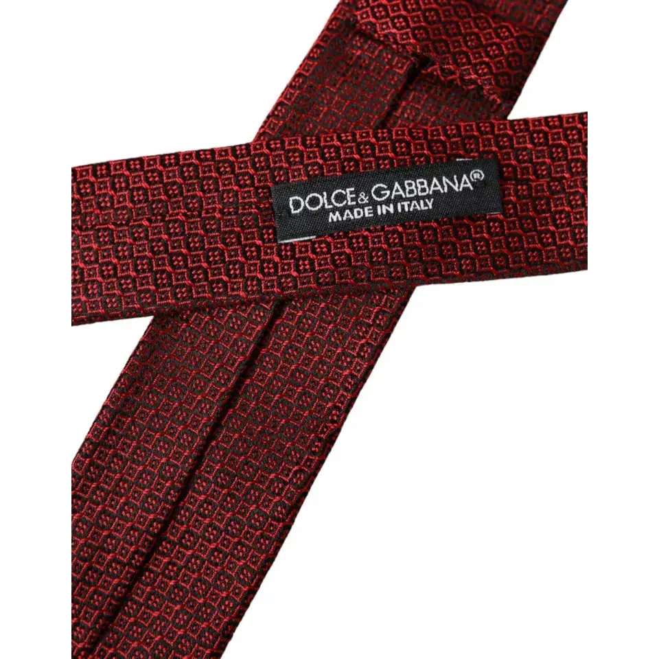 Dolce & Gabbana Red Patterned 100% Silk Adjustable Men Tie