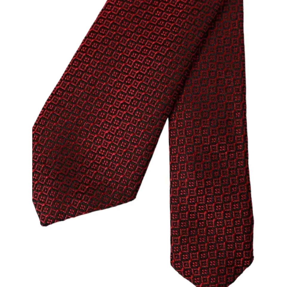 Dolce & Gabbana Red Patterned 100% Silk Adjustable Men Tie