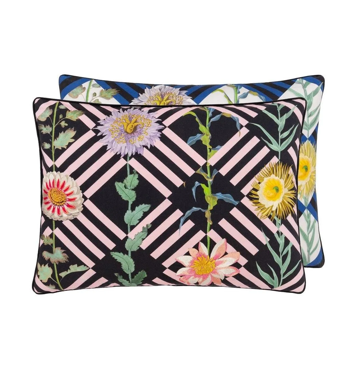 Double-sided pillow FLOWER'S GAME BOURGEON cotton satin