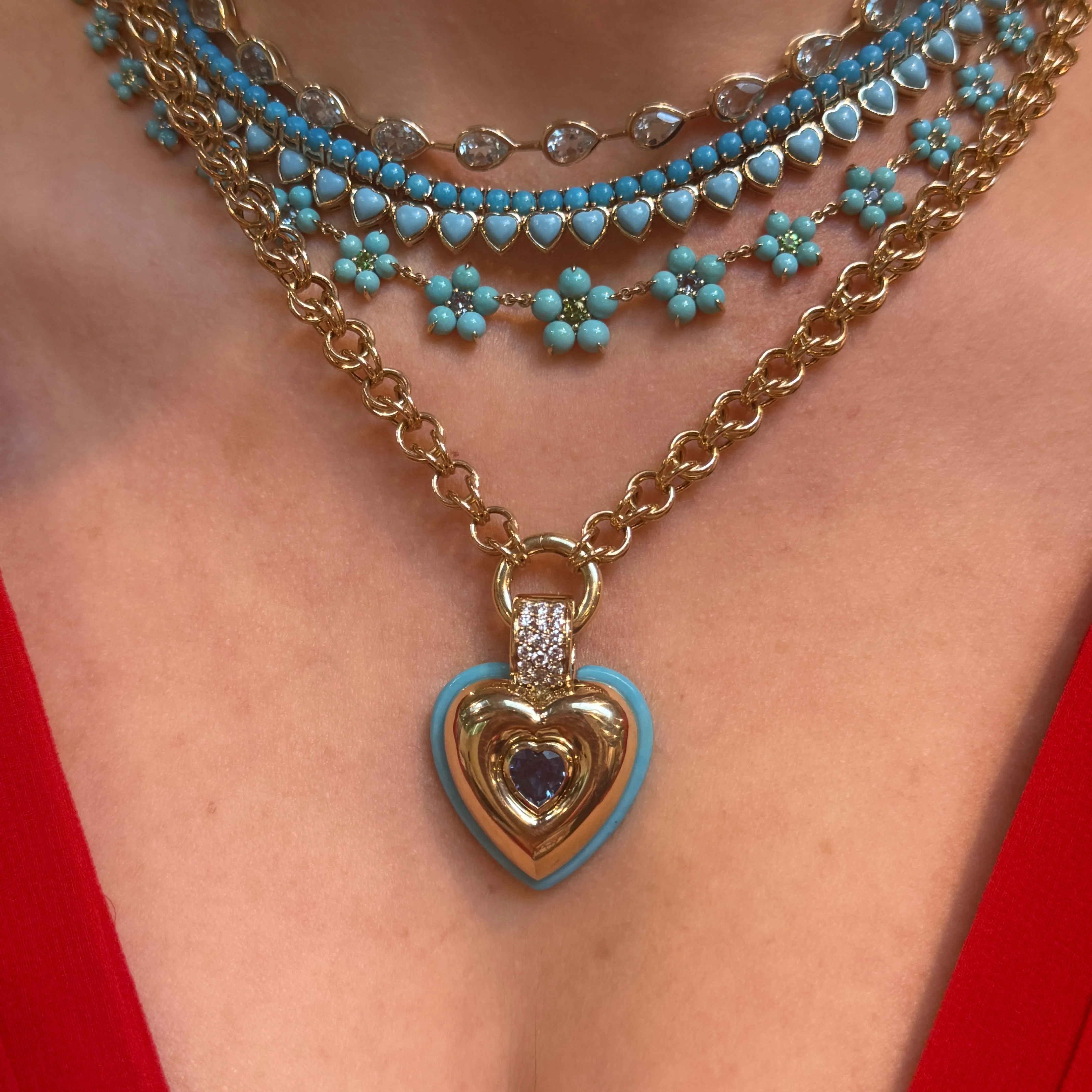 East West Blue Topaz Teardrop Collar Necklace