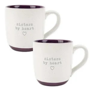 Elanze Designs Sisters By Heart Speckled Purple 13 ounce Ceramic Coffee Mugs Set of 2