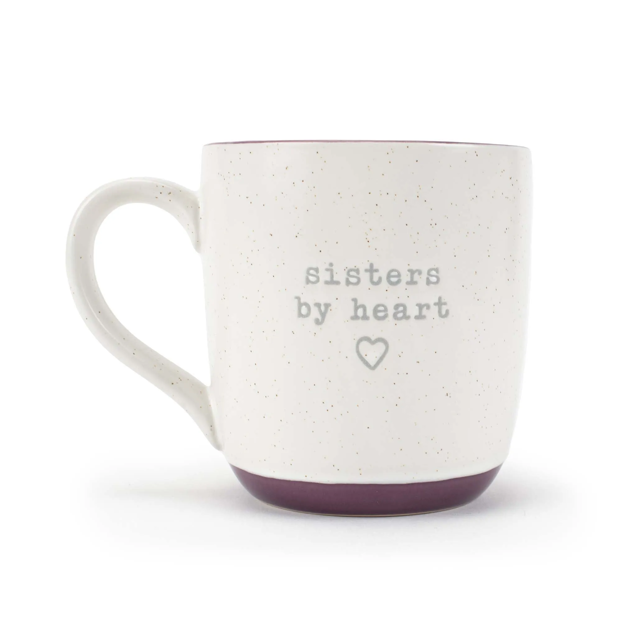 Elanze Designs Sisters By Heart Speckled Purple 13 ounce Ceramic Coffee Mugs Set of 2