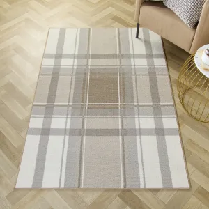 Fusion Balmoral Check Washable Rug - Natural