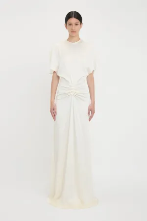 Gathered Waist Floor-Length Dress In Ivory