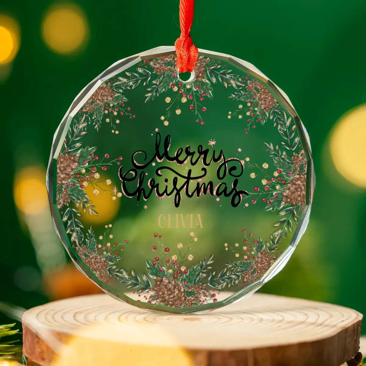 Glass Ornament Personalised Pinecones