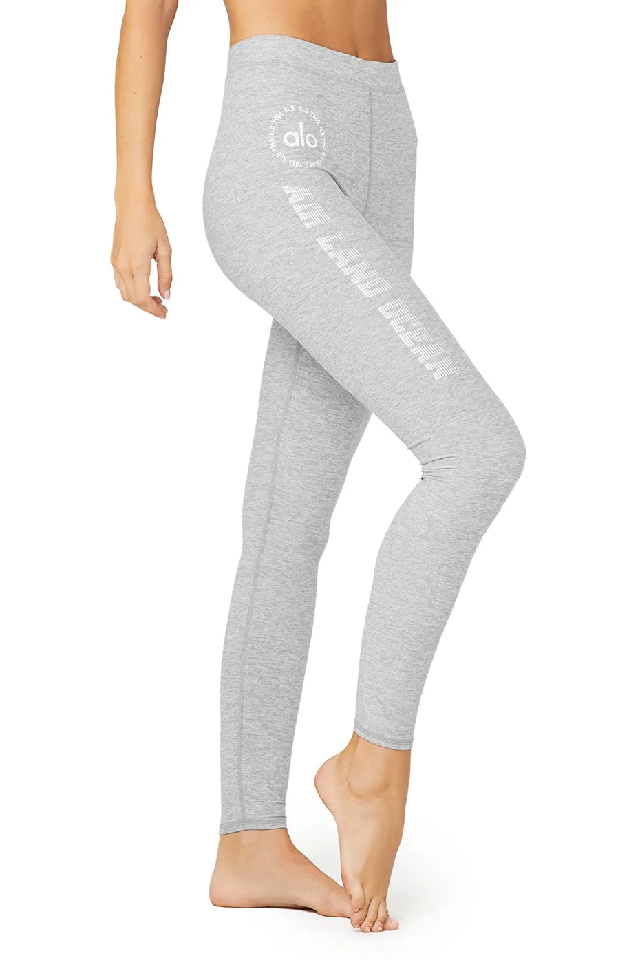 Graphic High-Waist Alosoft Flow Legging - Zinc Heather/White