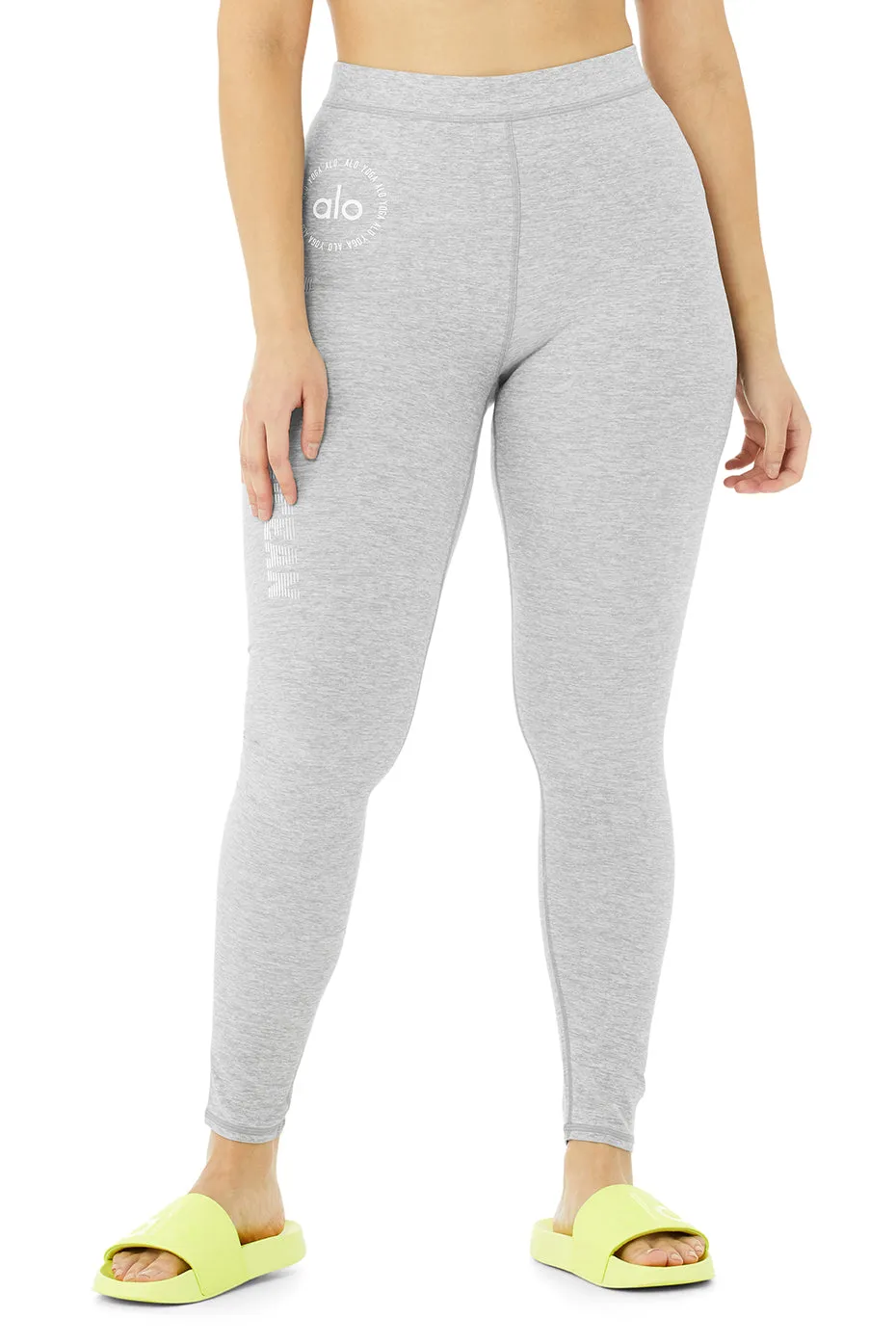 Graphic High-Waist Alosoft Flow Legging - Zinc Heather/White