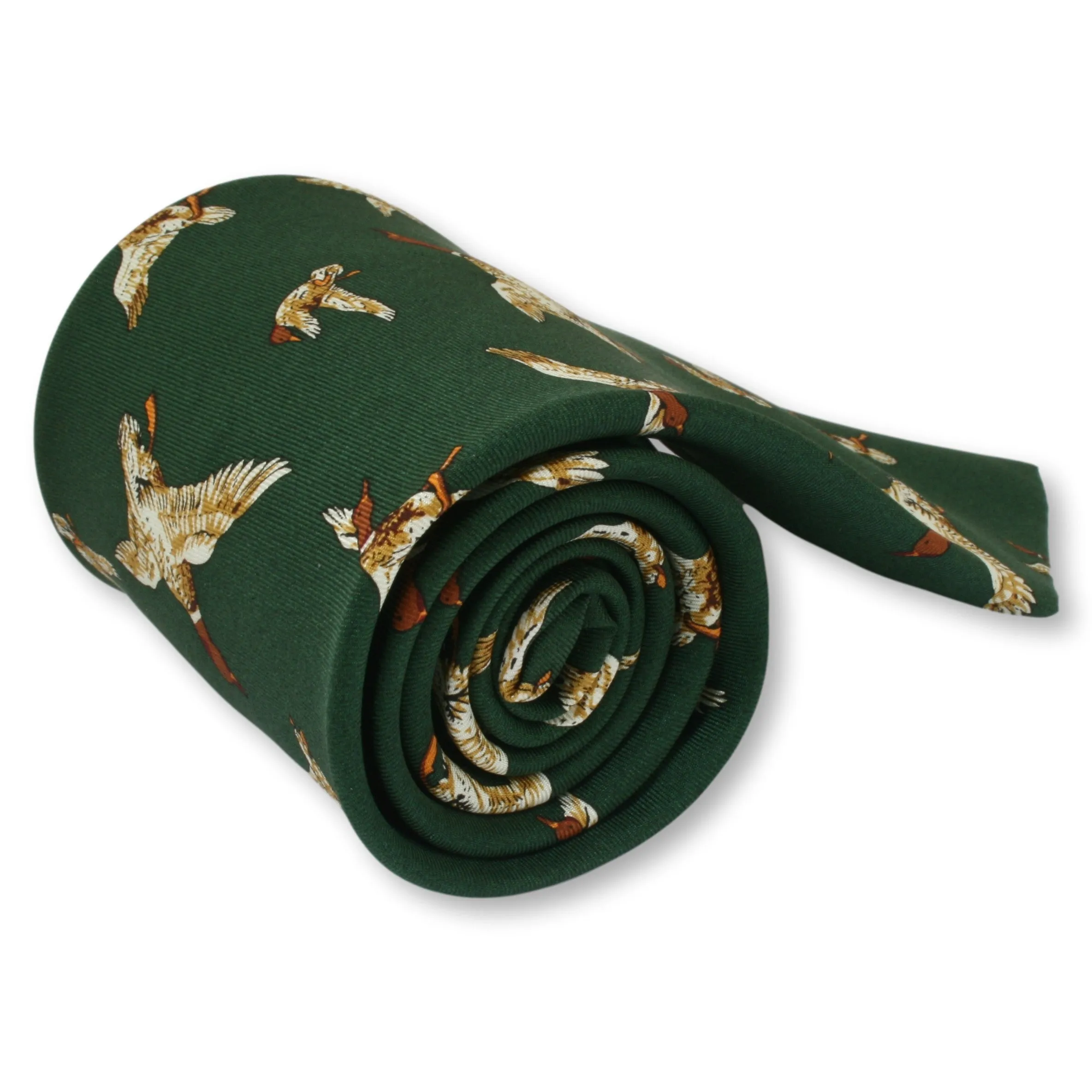 Green Duck Neck Tie 100% Silk Duck Shooting Tie