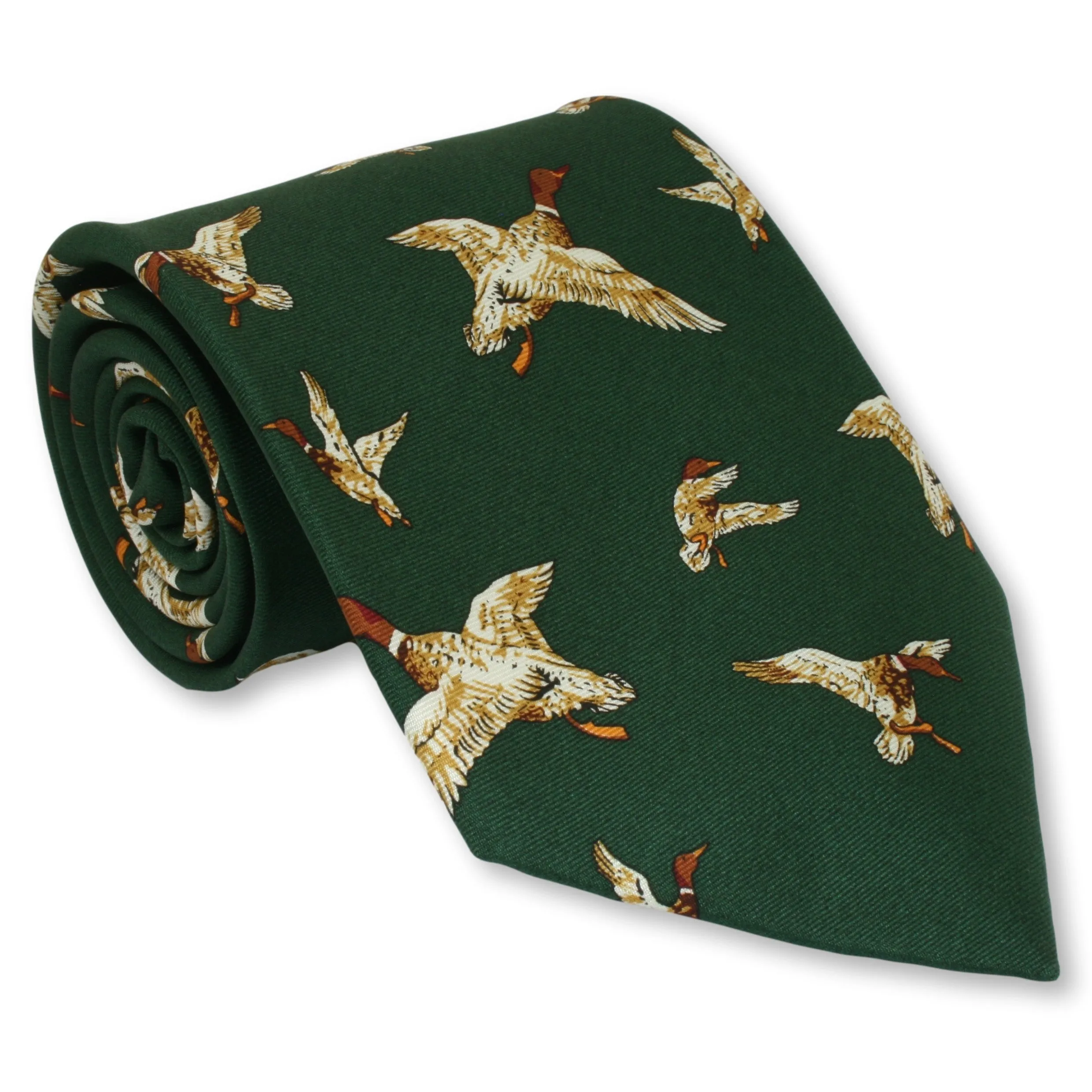 Green Duck Neck Tie 100% Silk Duck Shooting Tie