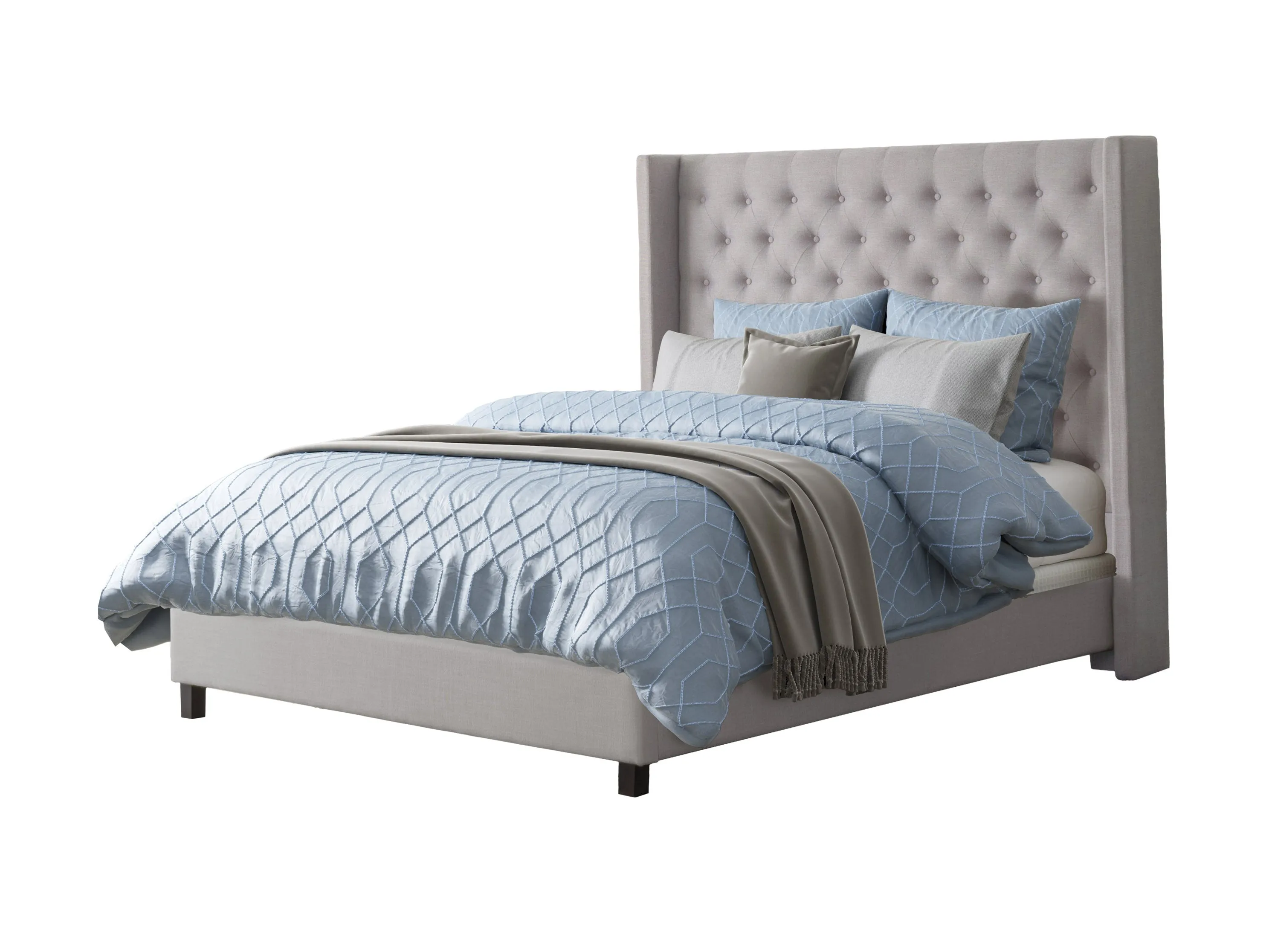 Grey Tufted Queen Bed