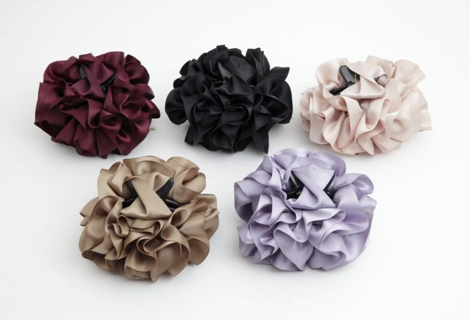 Handmade Ruffle Wave Fabric Flower Hair Jaw Claw Clip Accessories