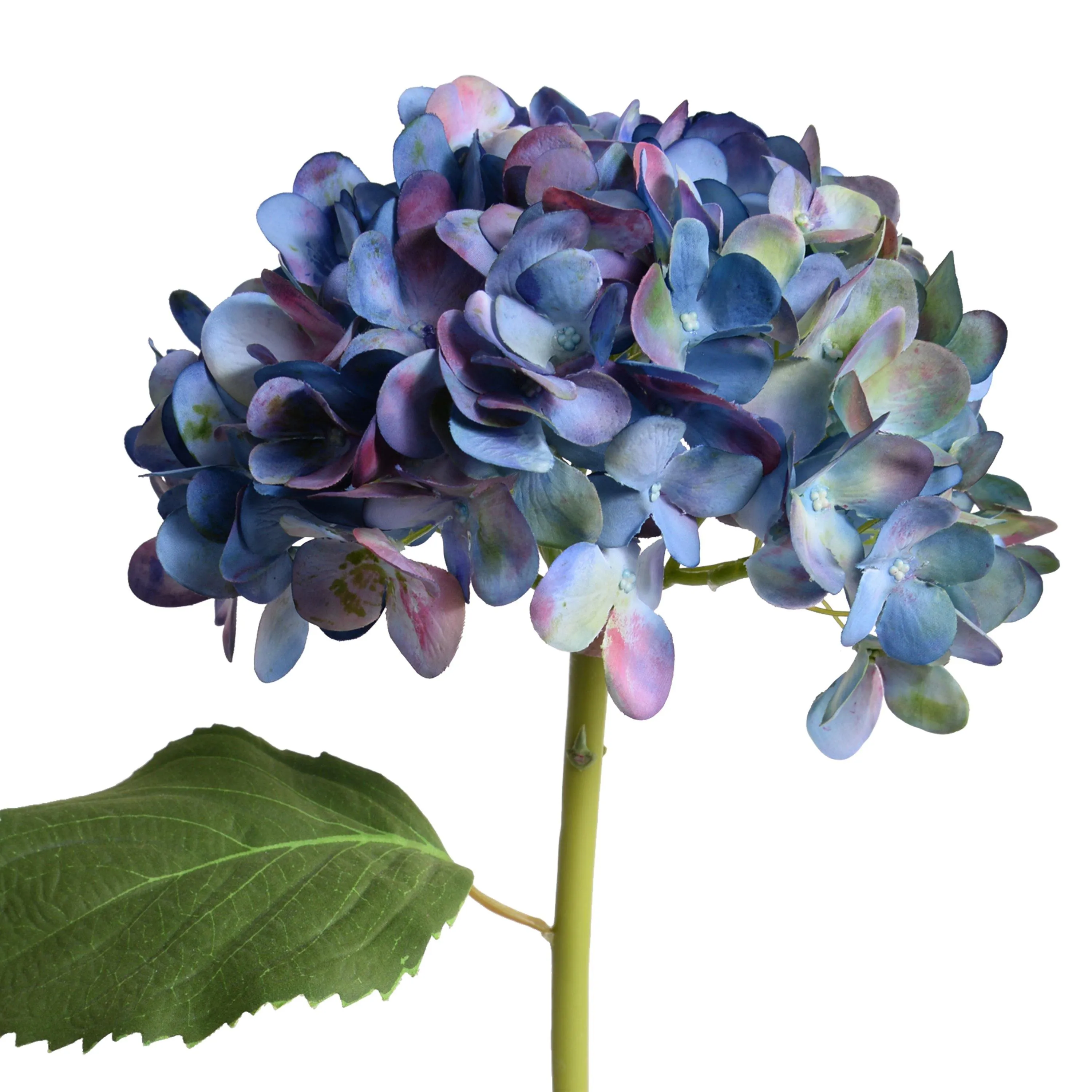 Hydrangea Stem with Leaf, 19" L - Blue