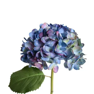 Hydrangea Stem with Leaf, 19" L - Blue