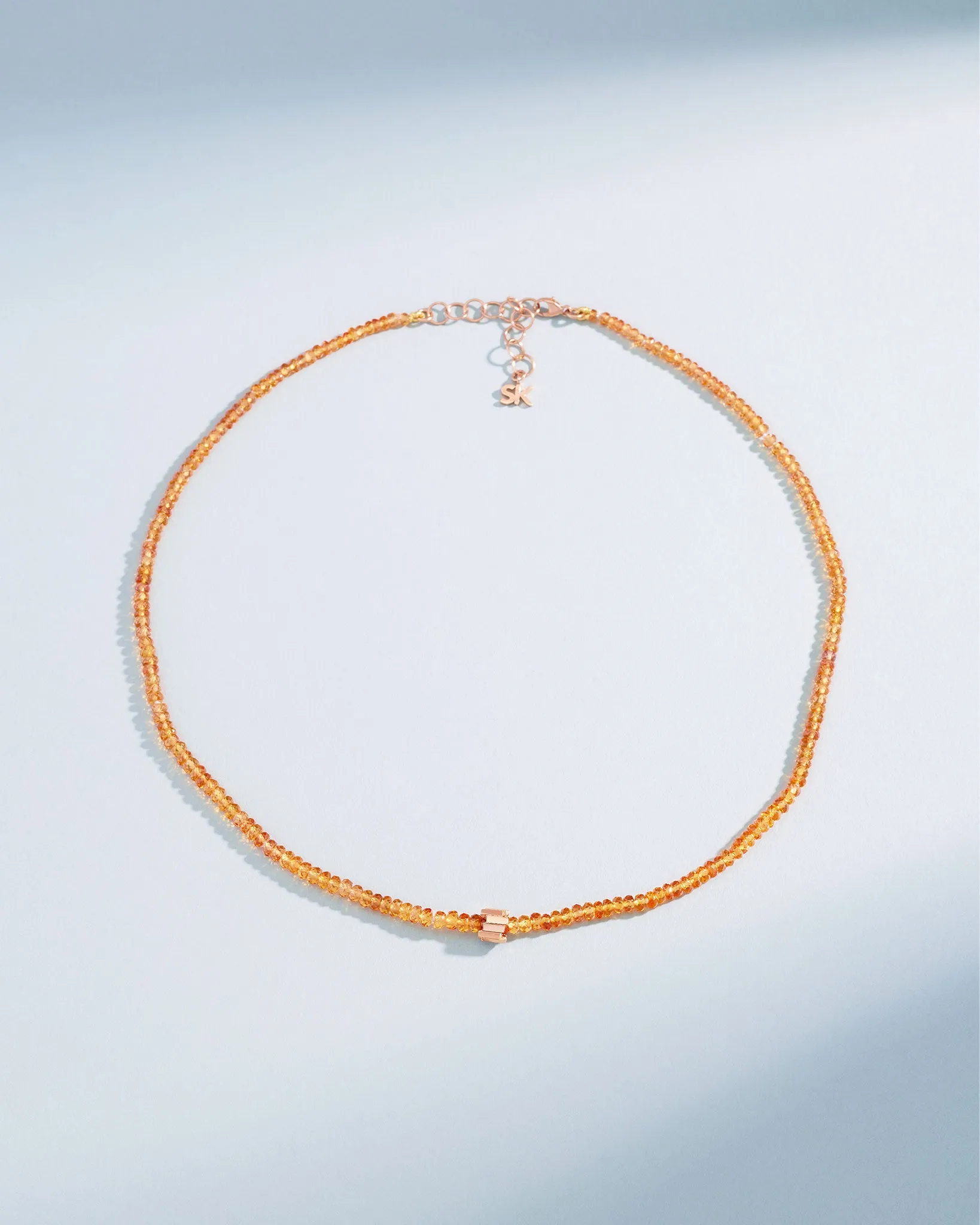 Infinite Beaded Citrine & Mini Golden Rondelle Necklace