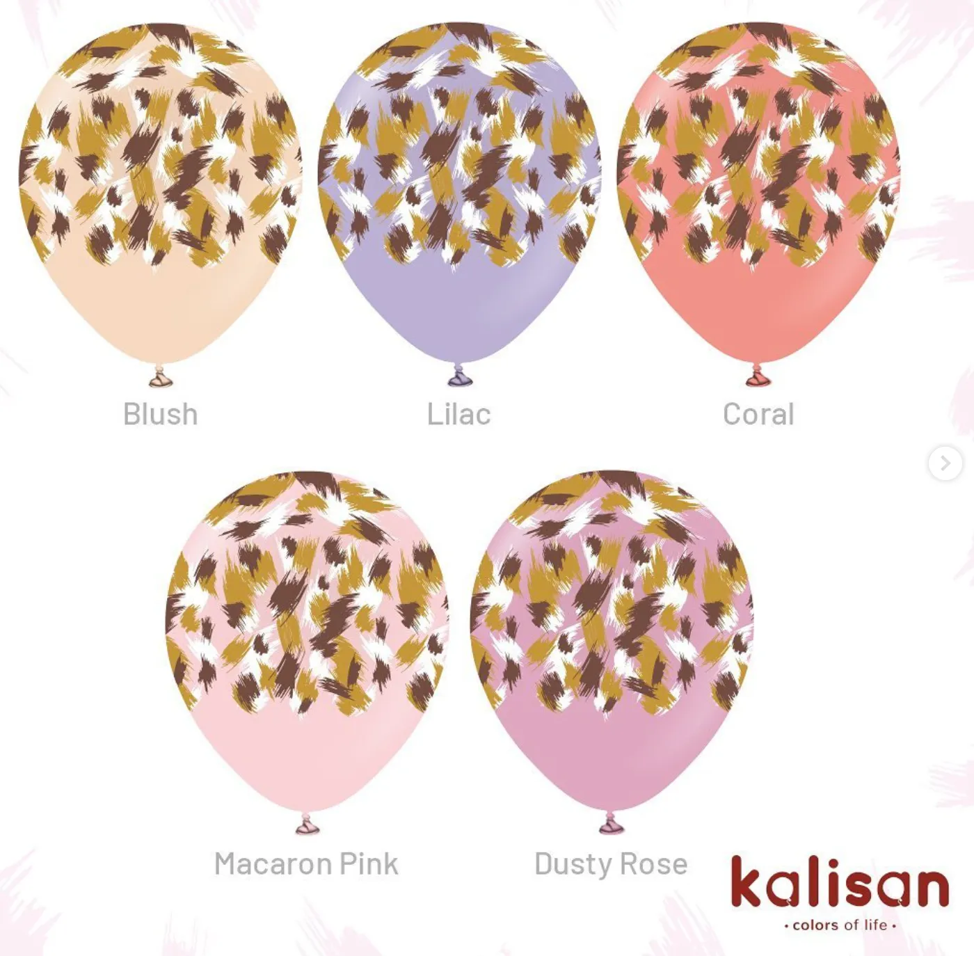 Kalisan 12" Savanna Printed Standard Lilac  Latex Balloon, 25 pieces