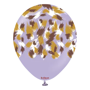 Kalisan 12" Savanna Printed Standard Lilac  Latex Balloon, 25 pieces