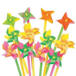 Kicko Mini Pinwheels - 12 Pack - 7 Inches - Assorted Colors - for Kids, Party Favors