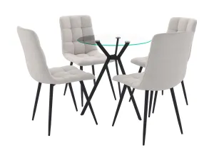 Light Grey 5pc Glass Dining Table Set