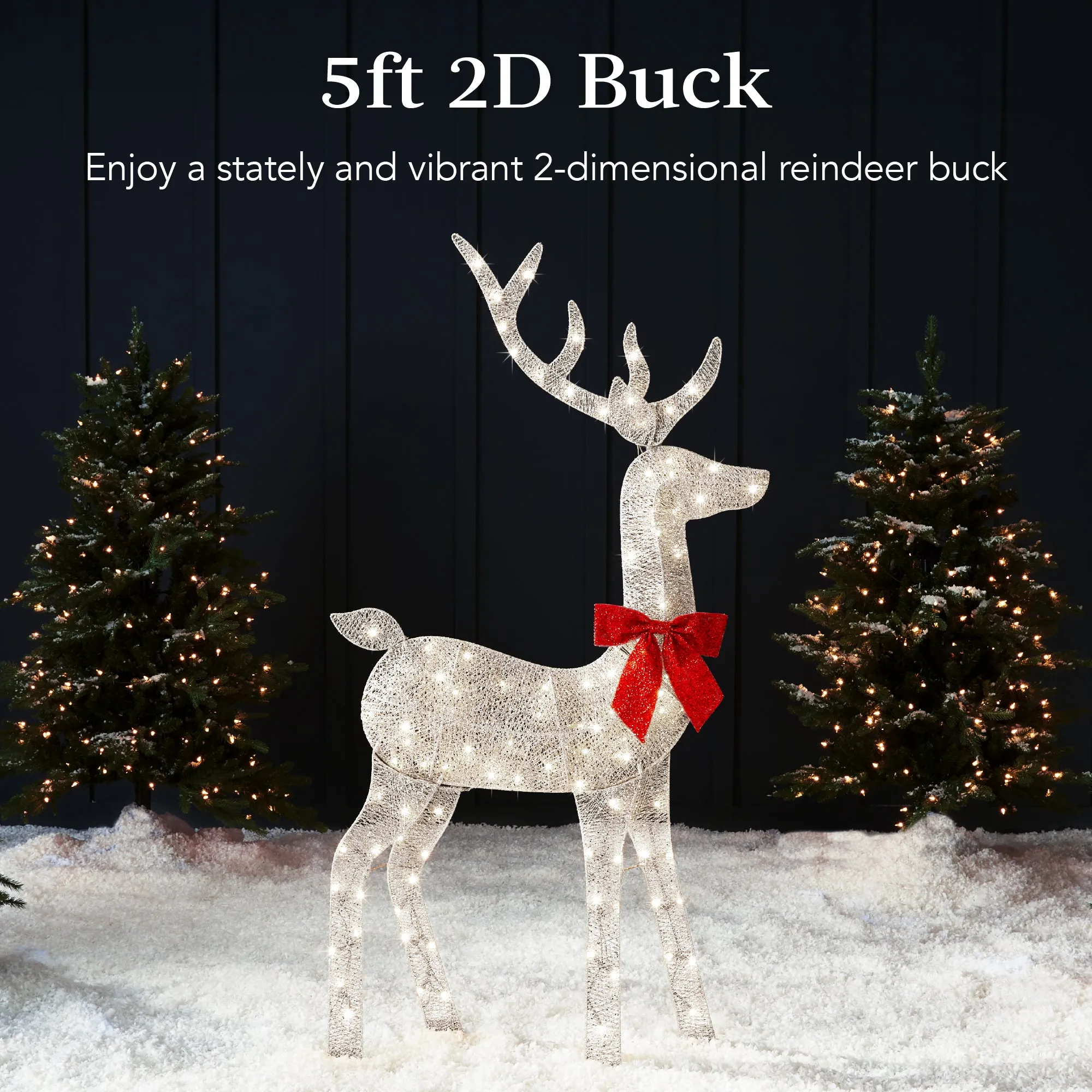 Lighted 2D Christmas Buck Outdoor Decor w/ 105 LED Lights - 5ft