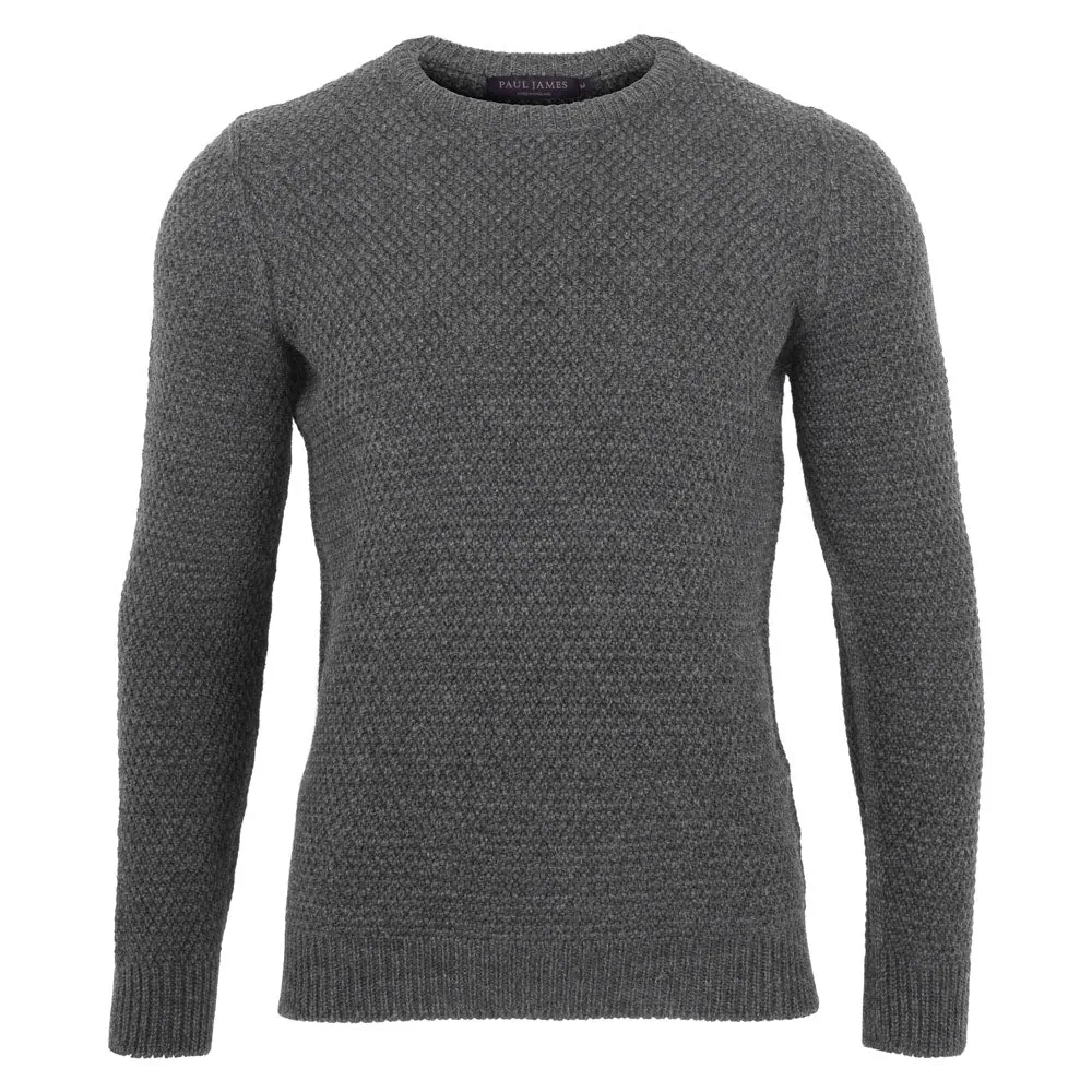 Mens Chunky Merino Moss Stitch Fisherman Jumper