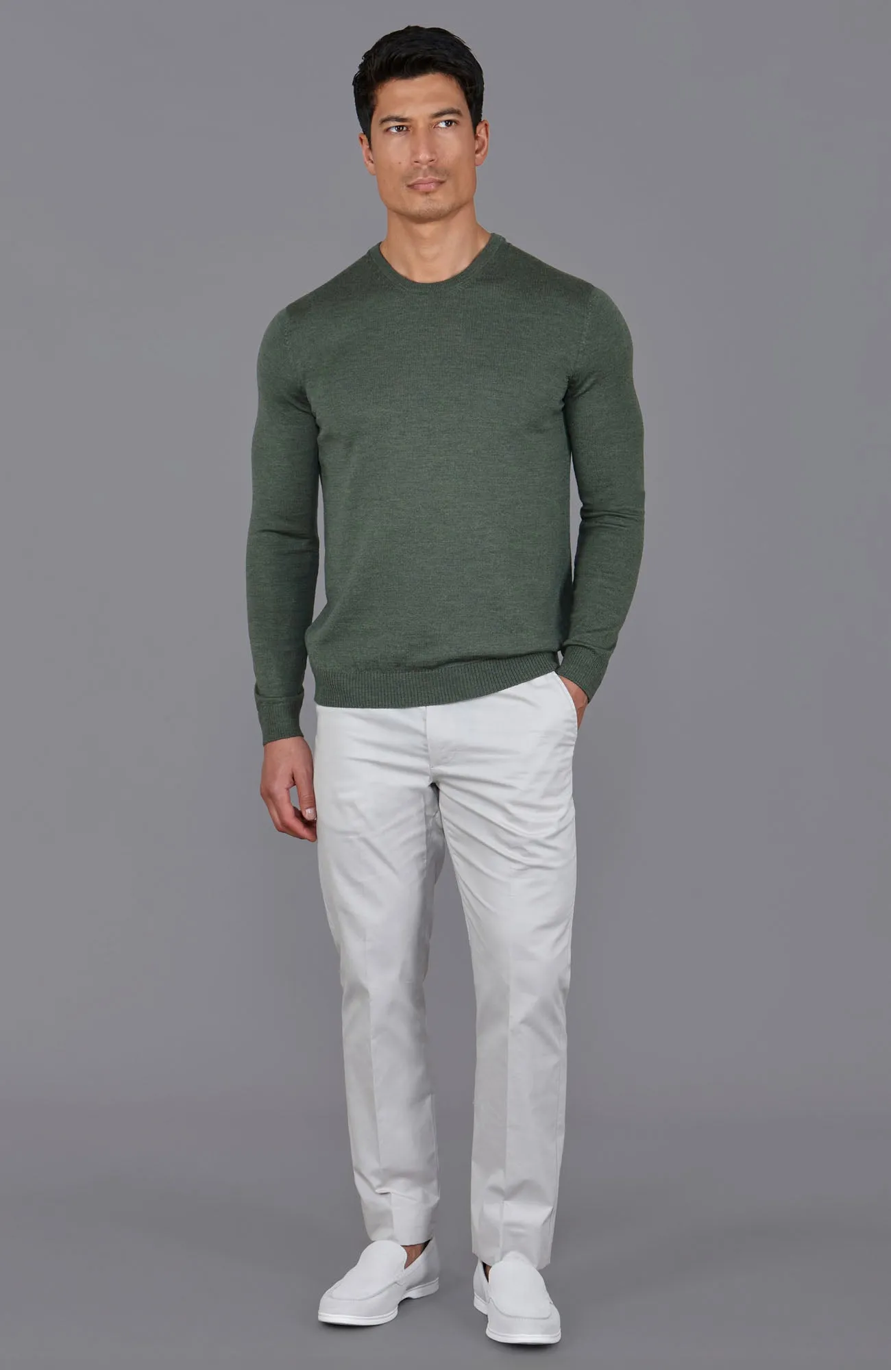 Mens Extra Fine Merino Wool Crew Neck Jumper