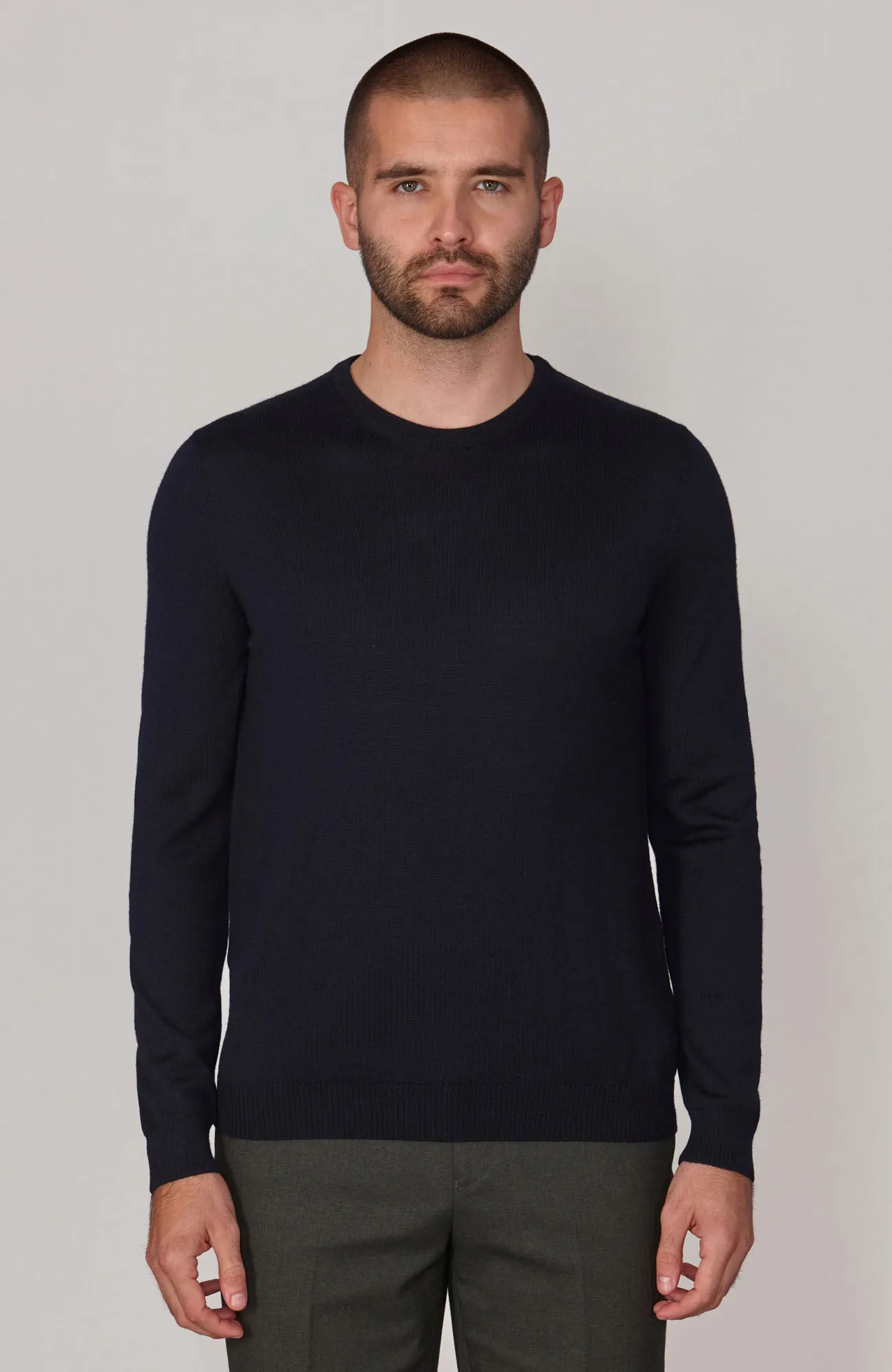 Mens Extra Fine Merino Wool Crew Neck Jumper