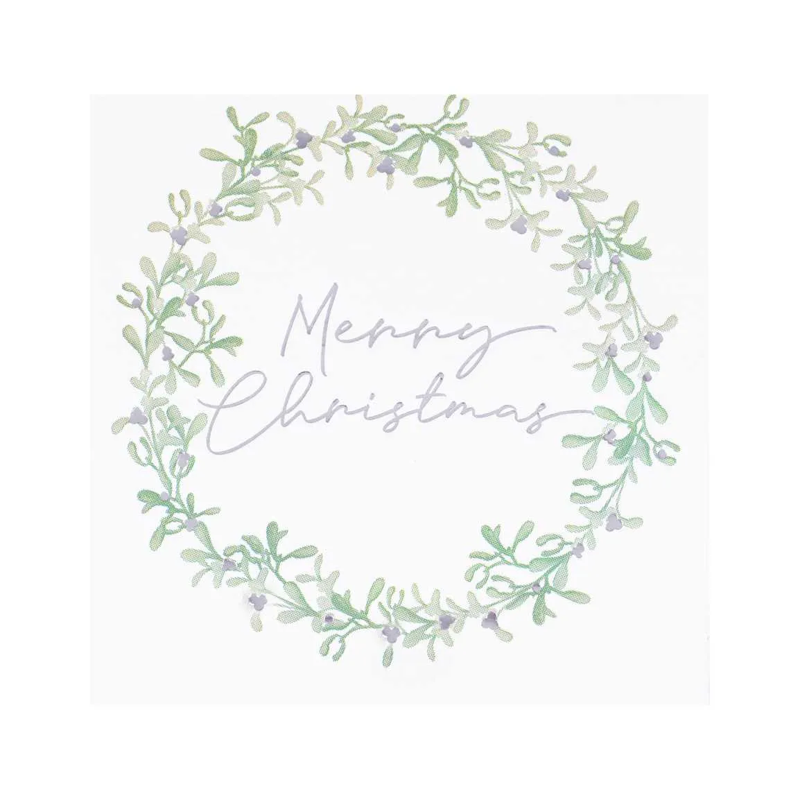 Merry Christmas Mistletoe Wreath Napkins x 16