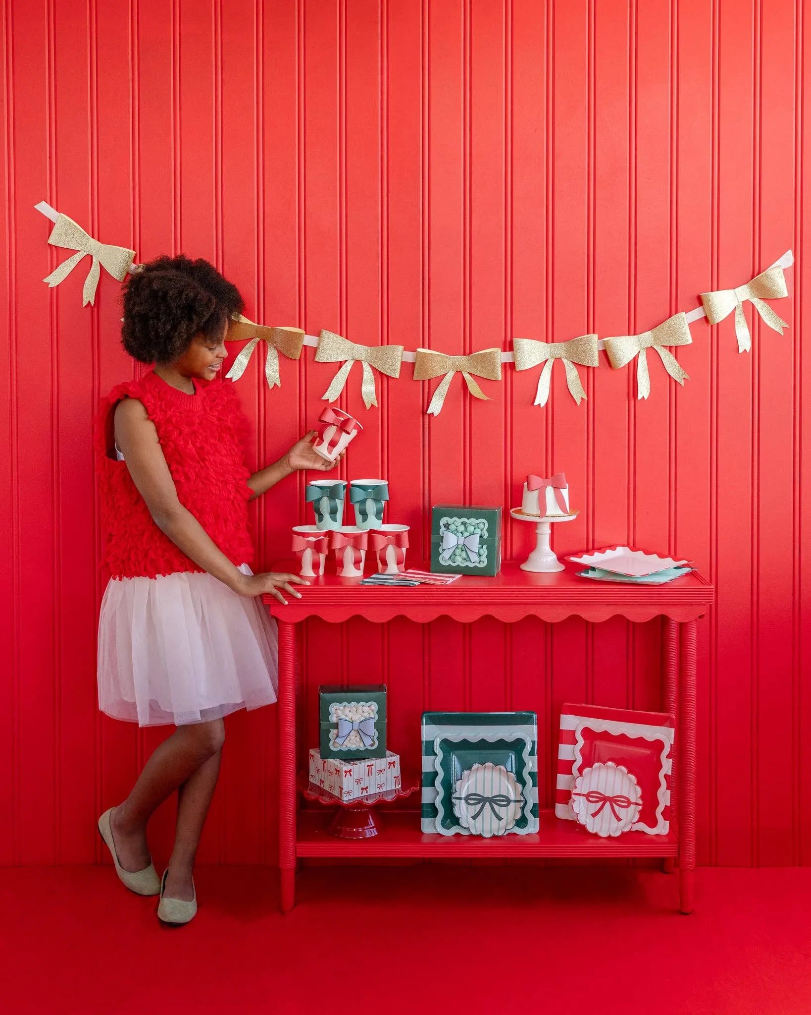 Mint & Green Bow Paper Cups