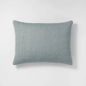 New - Casaluna Pillow Sham Cotton Jacquard Reversible Textured, Dark Teal Blue, King