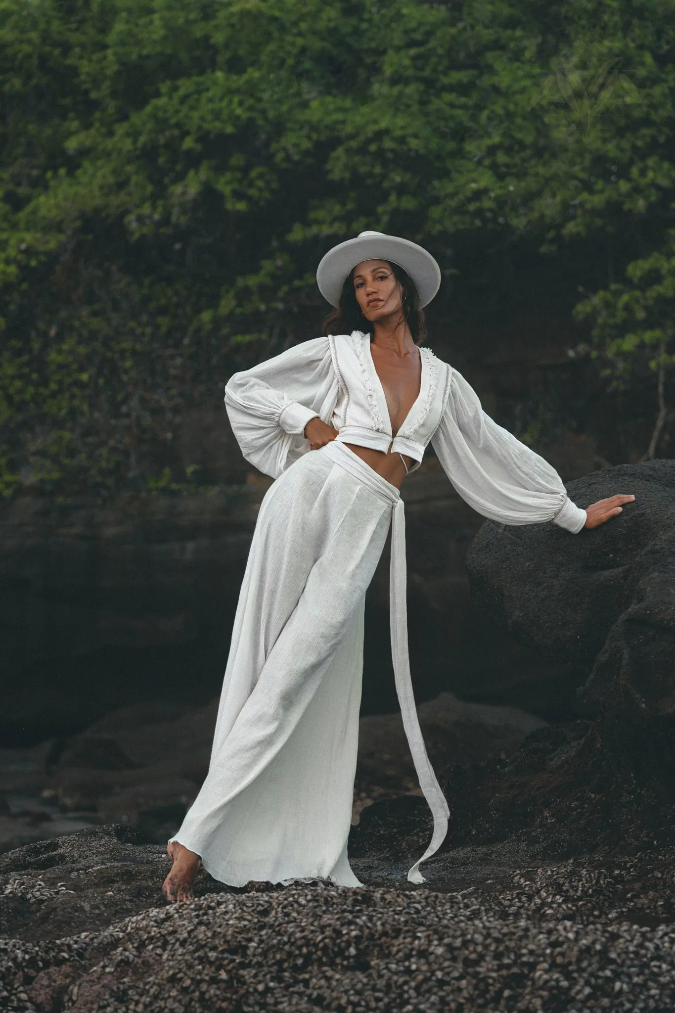 Off-White Puff Sleeves Top • Hand Embroidered top • Organic Boho Top Women