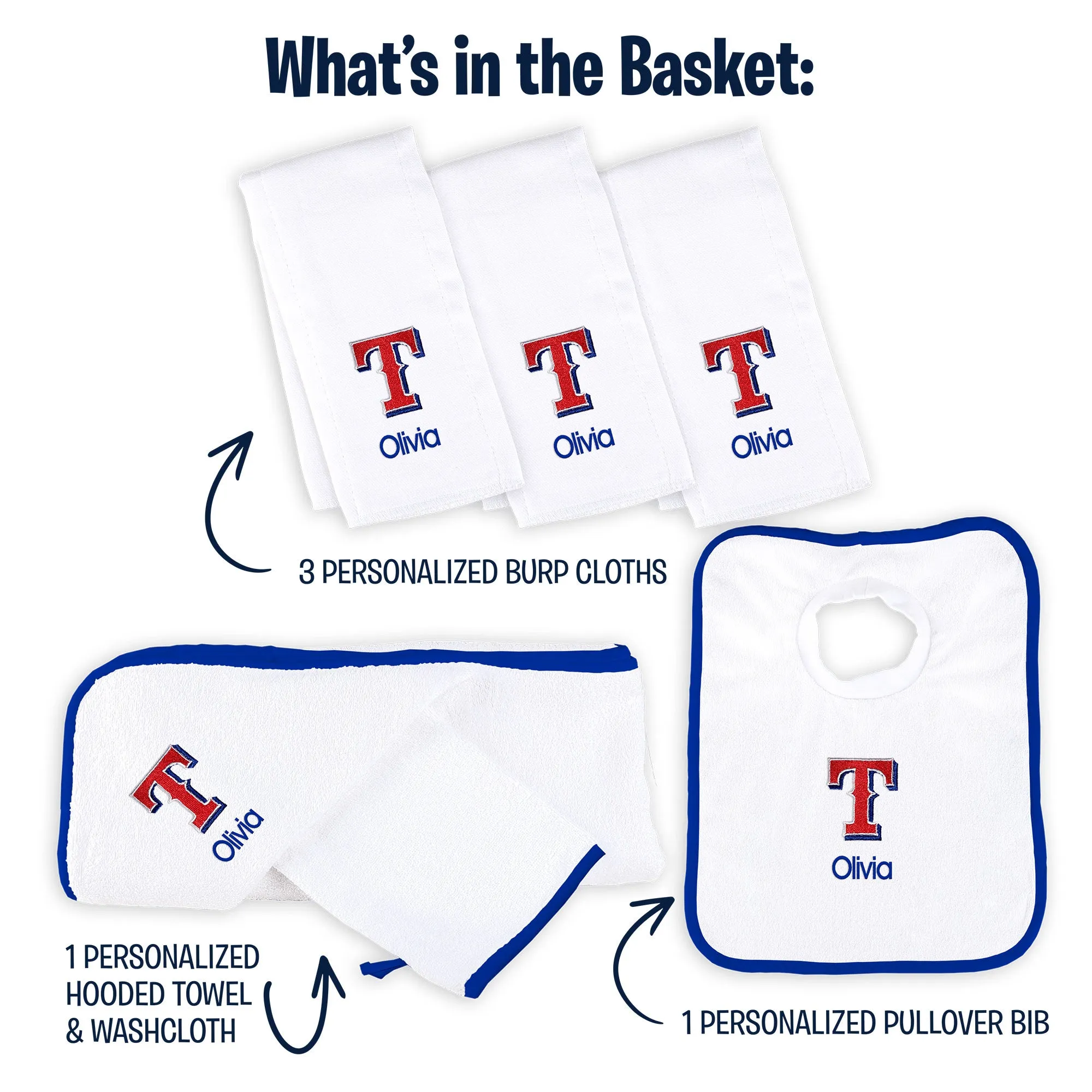 Personalized Texas Rangers Medium Basket - 6 Items