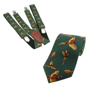 Pheasant Braces & Tie Set In Green