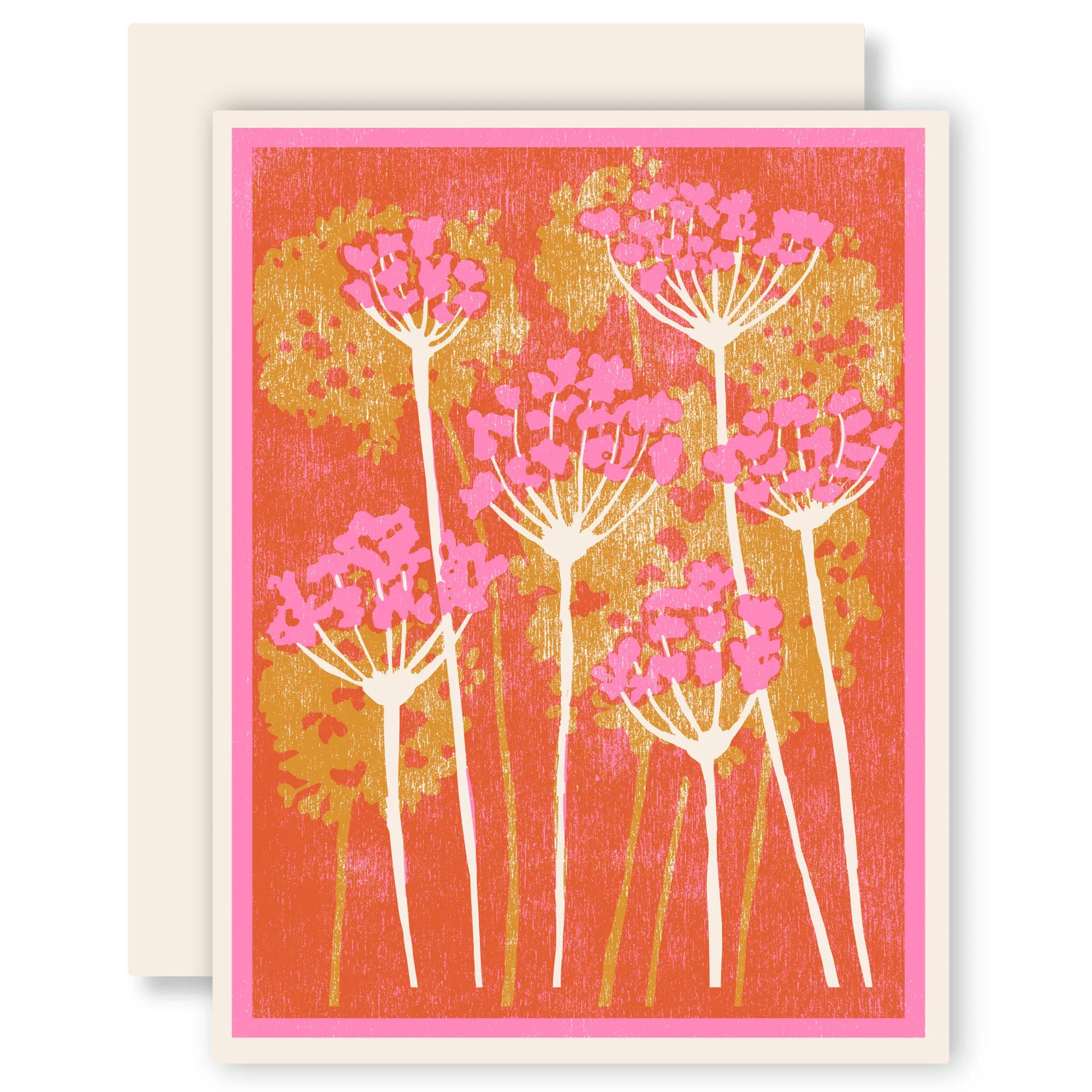 Pink and Gold Floral Letterpress Printed Card