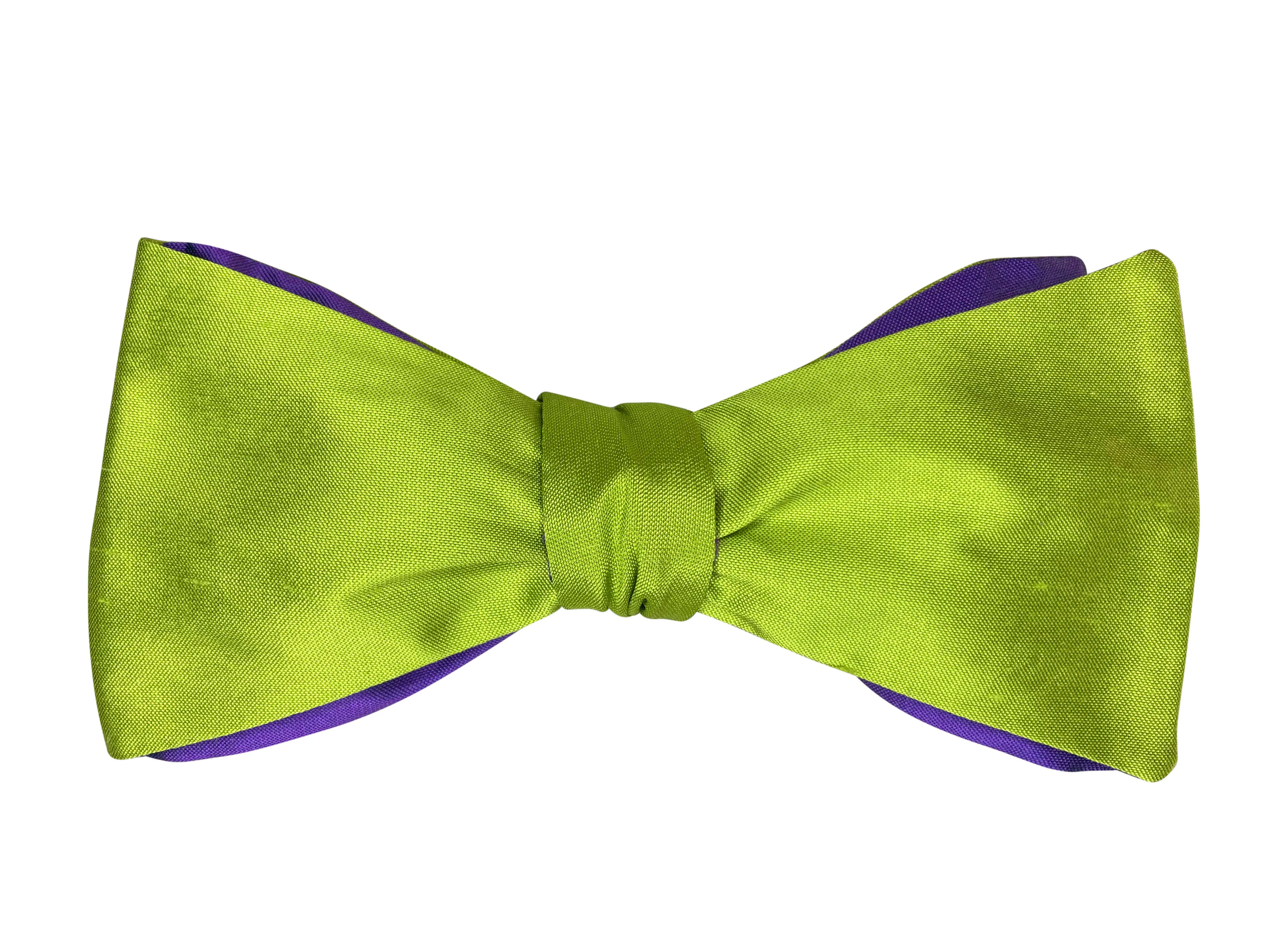 Purple & Green Silk 4-Way Bow Tie